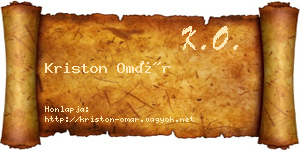 Kriston Omár névjegykártya